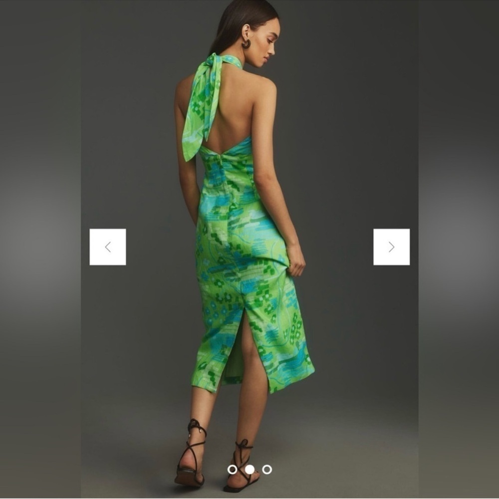 RHODE Paolo Linen Halter Midi Dress - Picture 2 of 10